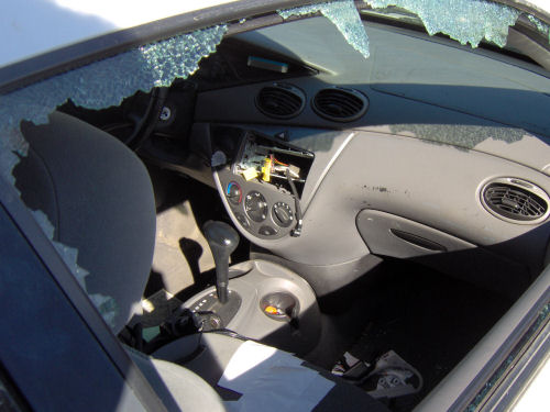 smashed car window