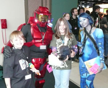 Kids and a Halo guy