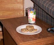 Homemade cookies and milk for santa - click here for a larger picture.
