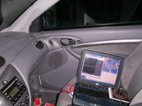 my laptop in my car, playing mp3s